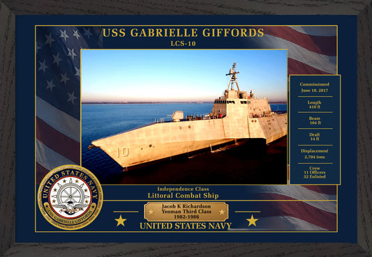 USS Gabrielle Giffords LCS-10 Framed Patriotic Photo
