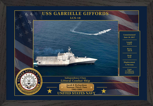 USS Gabrielle Giffords LCS-10 Framed Patriotic Photo