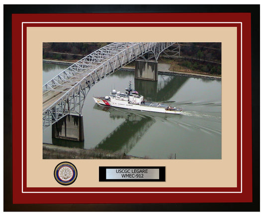 USCGC LEGARE WMEC 912 Framed Coast Guard Ship Photo Burgundy 57WMEC912