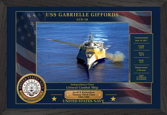 USS Gabrielle Giffords LCS-10 Framed Patriotic Photo