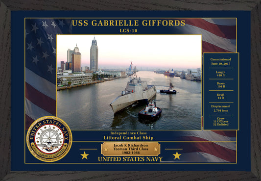 USS Gabrielle Giffords LCS-10 Framed Patriotic Photo