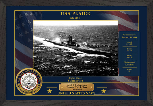 USS Plaice SS-390 Framed Patriotic Photo