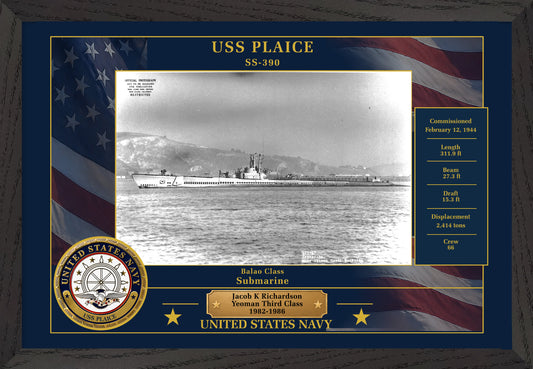 USS Plaice SS-390 Framed Patriotic Photo