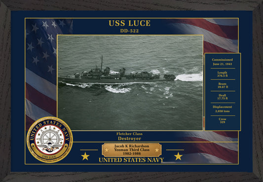 USS Luce DD-522 Framed Patriotic Photo