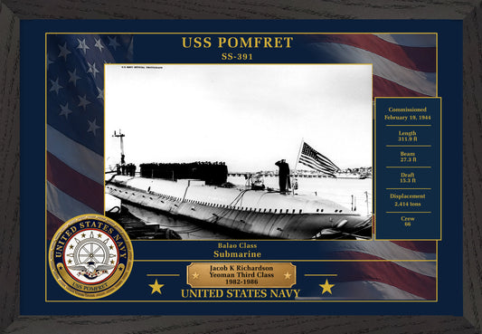 USS Pomfret SS-391 Framed Patriotic Photo