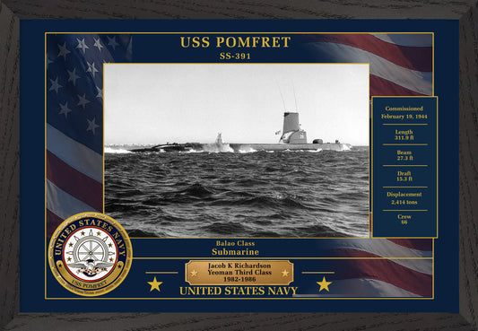 USS Pomfret SS-391 Framed Patriotic Photo