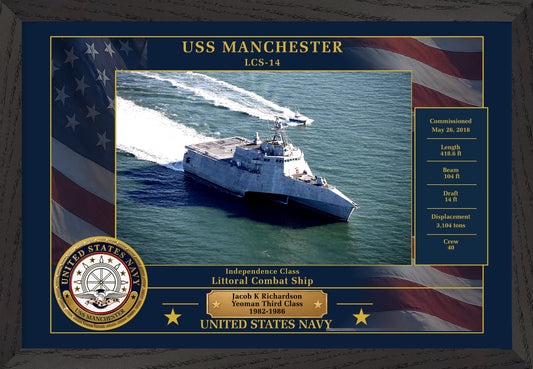 USS Manchester LCS-14 Framed Patriotic Photo