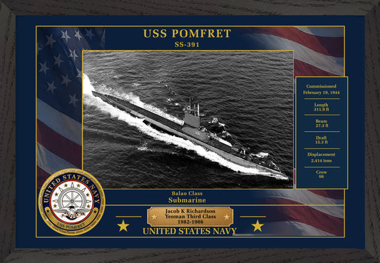 USS Pomfret SS-391 Framed Patriotic Photo