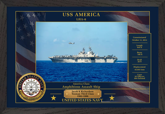 USS America LHA-6 Framed Patriotic Photo