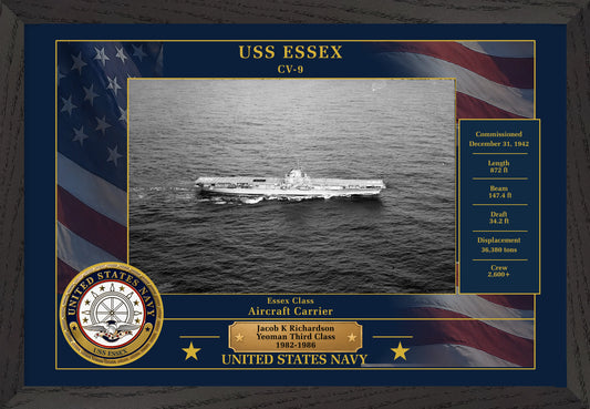 USS Essex CV-9 Framed Patriotic Photo
