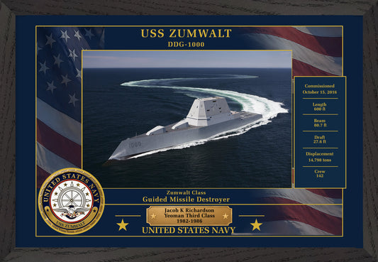 USS Zumwalt DDG-1000 Framed Patriotic Photo