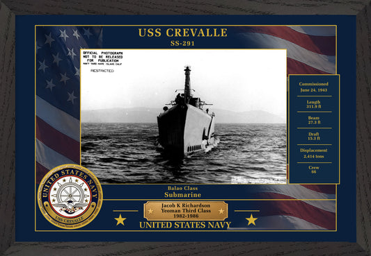 USS Crevalle SS-291 Framed Patriotic Photo