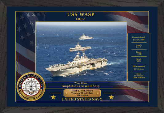USS Wasp LHD-1 Framed Patriotic Photo