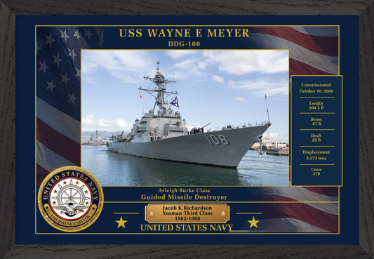 USS Wayne E Meyer DDG-108 Framed Patriotic Photo