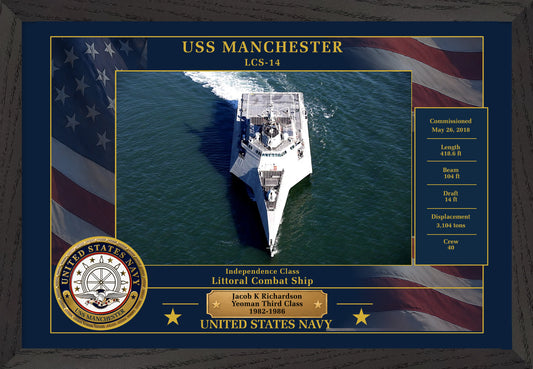 USS Manchester LCS-14 Framed Patriotic Photo
