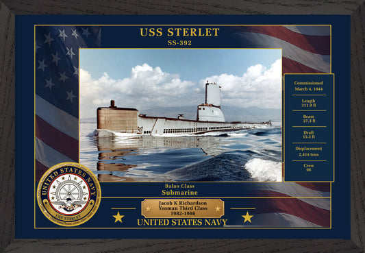 USS Sterlet SS-392 Framed Patriotic Photo