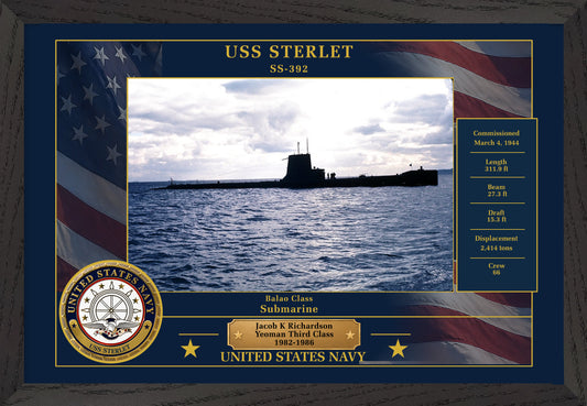 USS Sterlet SS-392 Framed Patriotic Photo