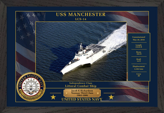 USS Manchester LCS-14 Framed Patriotic Photo