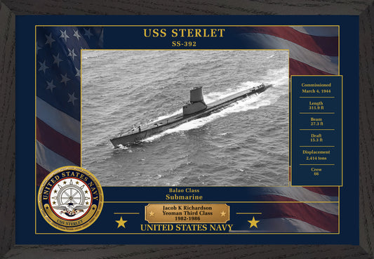 USS Sterlet SS-392 Framed Patriotic Photo