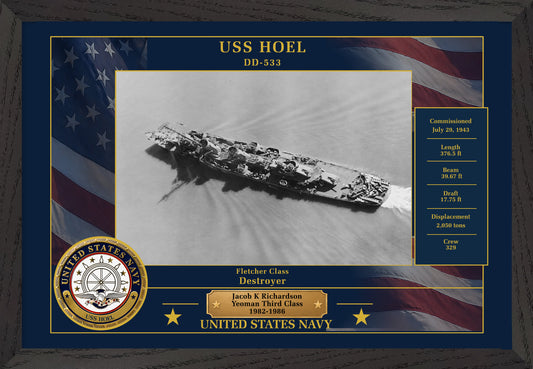 USS Hoel DD-533 Framed Patriotic Photo