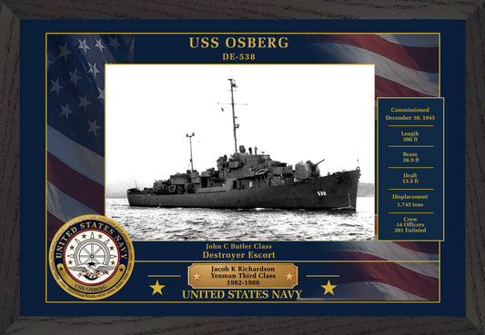 USS Osberg DE-538 Framed Patriotic Photo