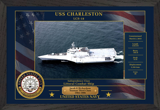 USS Charleston LCS-18 Framed Patriotic Photo