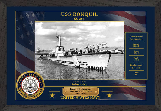 USS Ronquil SS-396 Framed Patriotic Photo