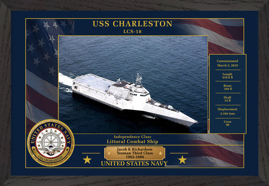 USS Charleston LCS-18 Framed Patriotic Photo
