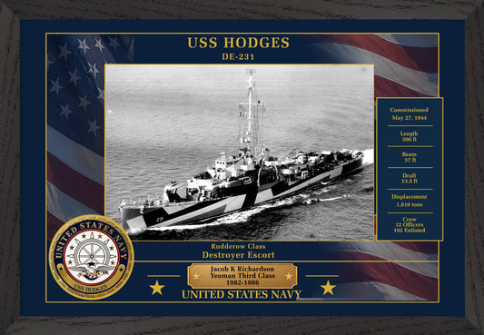USS Hodges DE-231 Framed Patriotic Photo