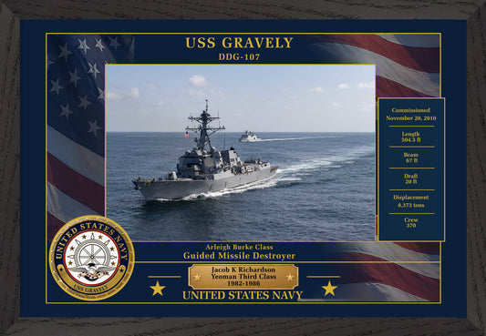 USS Gravely DDG-107 Framed Patriotic Photo