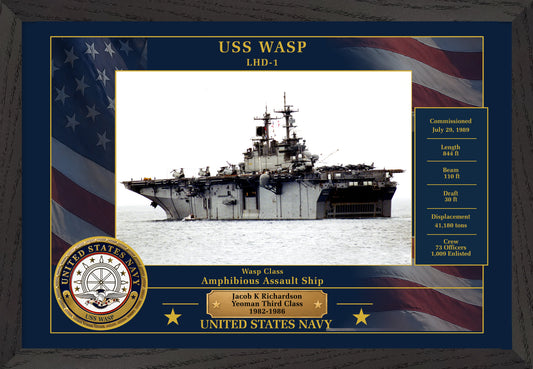USS Wasp LHD-1 Framed Patriotic Photo