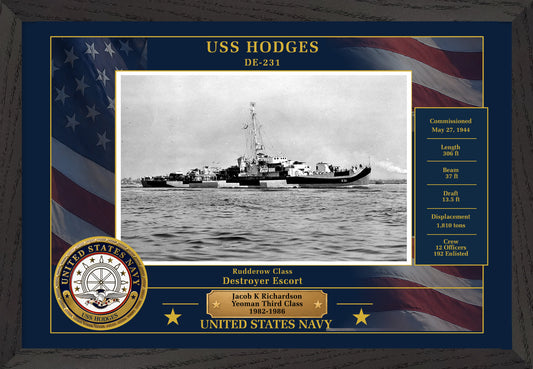 USS Hodges DE-231 Framed Patriotic Photo