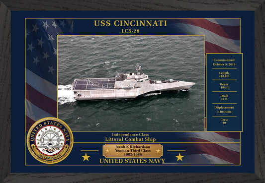 USS Cincinnati LCS-20 Framed Patriotic Photo