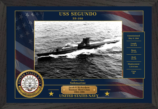 USS Segundo SS-398 Framed Patriotic Photo