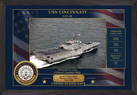 USS Cincinnati LCS-20 Framed Patriotic Photo