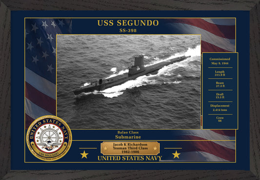 USS Segundo SS-398 Framed Patriotic Photo
