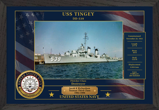 USS Tingey DD-539 Framed Patriotic Photo