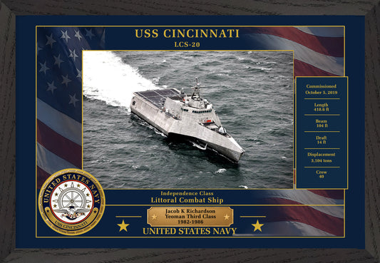 USS Cincinnati LCS-20 Framed Patriotic Photo