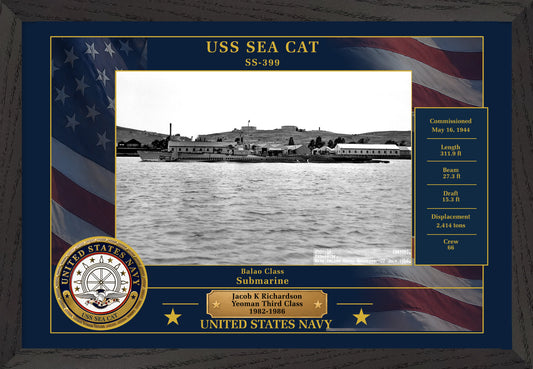 USS Sea Cat SS-399 Framed Patriotic Photo
