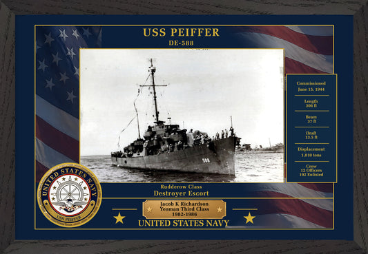 USS Peiffer DE-588 Framed Patriotic Photo