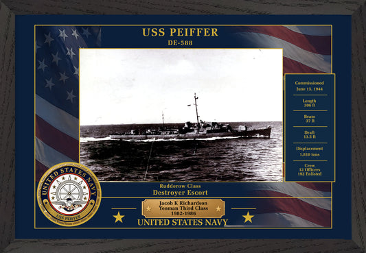 USS Peiffer DE-588 Framed Patriotic Photo