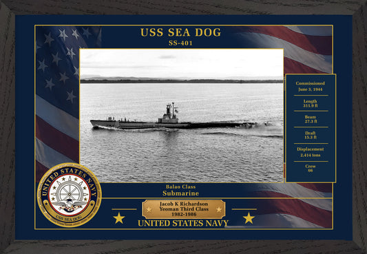 USS Sea Dog SS-401 Framed Patriotic Photo