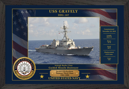 USS Gravely DDG-107 Framed Patriotic Photo