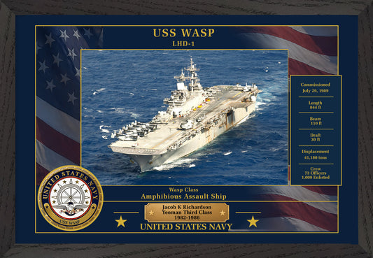 USS Wasp LHD-1 Framed Patriotic Photo