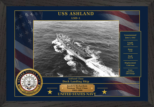 USS Ashland LSD-1 Framed Patriotic Photo