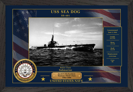 USS Sea Dog SS-401 Framed Patriotic Photo