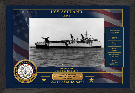 USS Ashland LSD-1 Framed Patriotic Photo