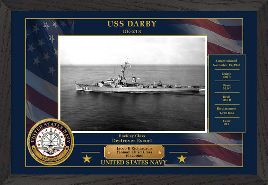 USS Darby DE-218 Framed Patriotic Photo