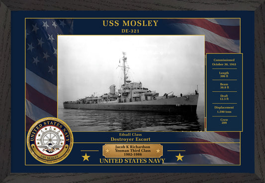 USS Mosley DE-321 Framed Patriotic Photo