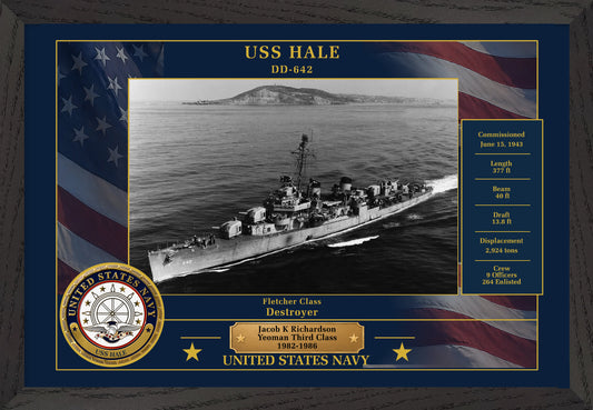 USS Hale DD-642 Framed Patriotic Photo